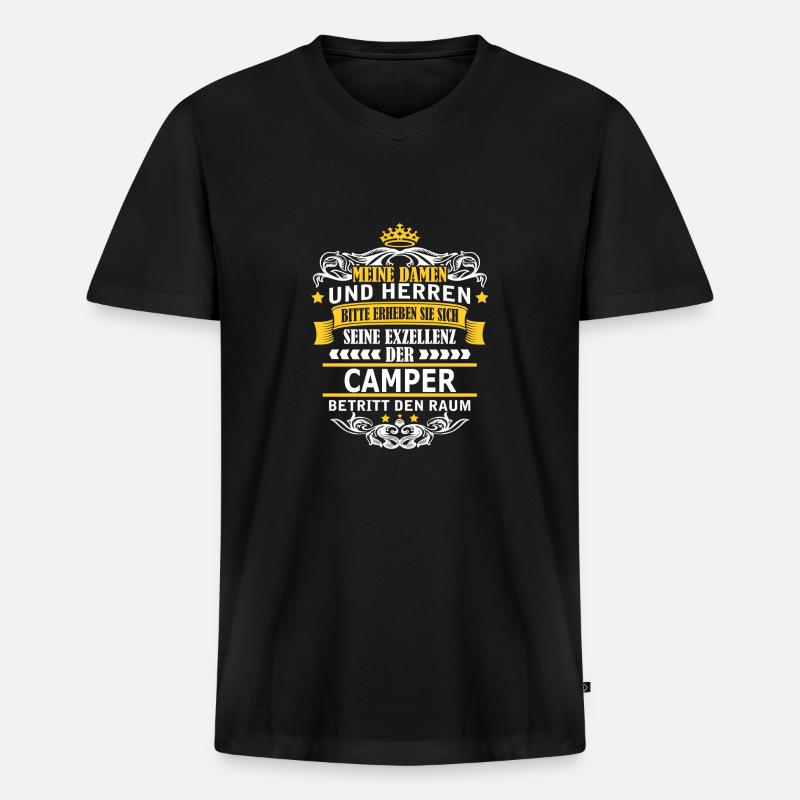 CAMPER - Männer Premium Bio T-Shirt mit V-Ausschnitt - Schwarz