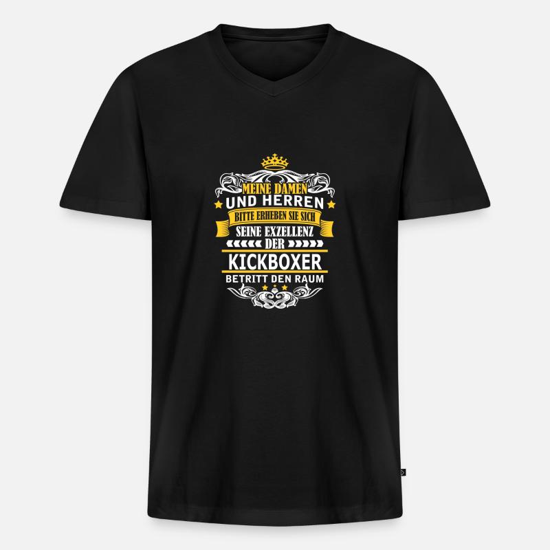 KICKBOXER - Männer Premium Bio T-Shirt mit V-Ausschnitt - Schwarz