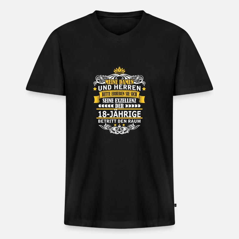 18-JÄHRIGE - Männer Premium Bio T-Shirt mit V-Ausschnitt - Schwarz