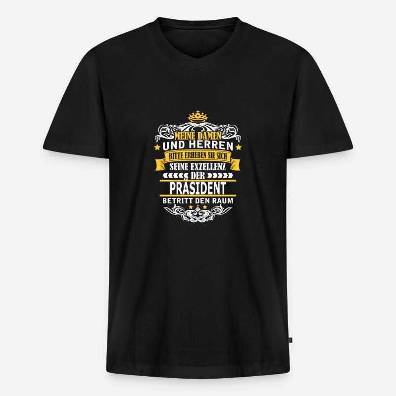 PRÄSIDENT - Männer Premium Bio T-Shirt mit V-Ausschnitt - Schwarz
