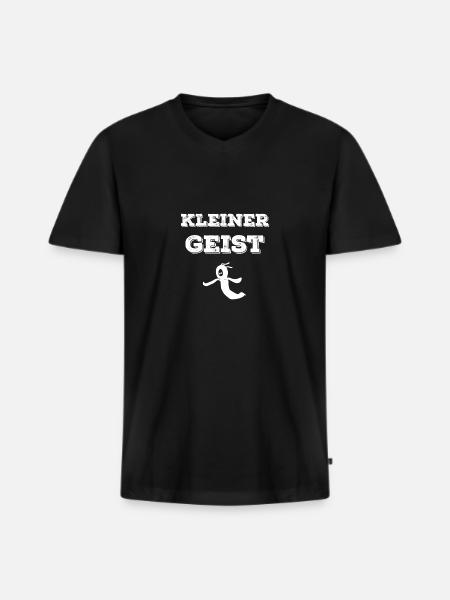 KLEINER GEIST - Männer Premium Bio T-Shirt mit V-Ausschnitt - Schwarz