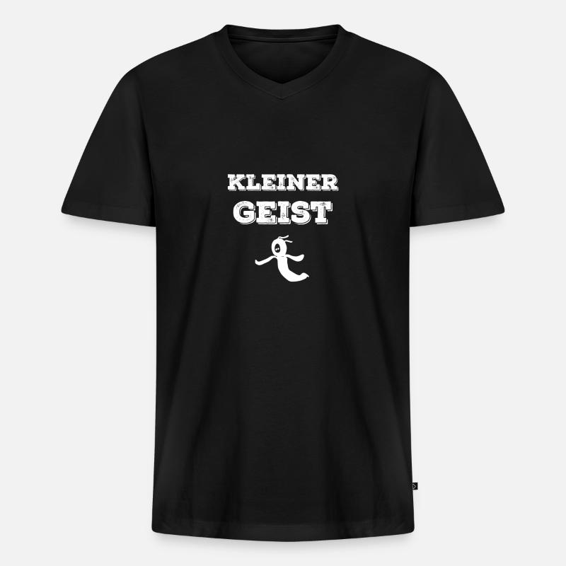 KLEINER GEIST - Männer Premium Bio T-Shirt mit V-Ausschnitt - Schwarz