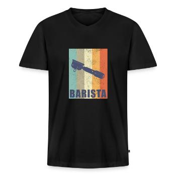 Barista Siebträger Espresso Kaffee Geschenk - Männer Premium Bio T-Shirt mit V-Ausschnitt - Schwarz - Vorne - Nico (187cm)