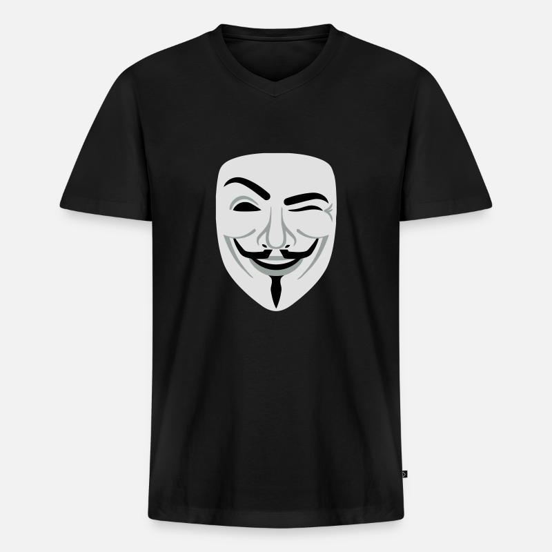 Fun Guy Fawkes Anonymous - Männer Premium Bio T-Shirt mit V-Ausschnitt - Schwarz