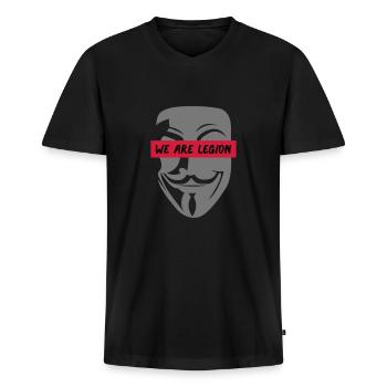 anonymous_we_are_legion_002 - T-shirt encolure en V Premium bio Homme - noir - Devant - Nico (187cm)