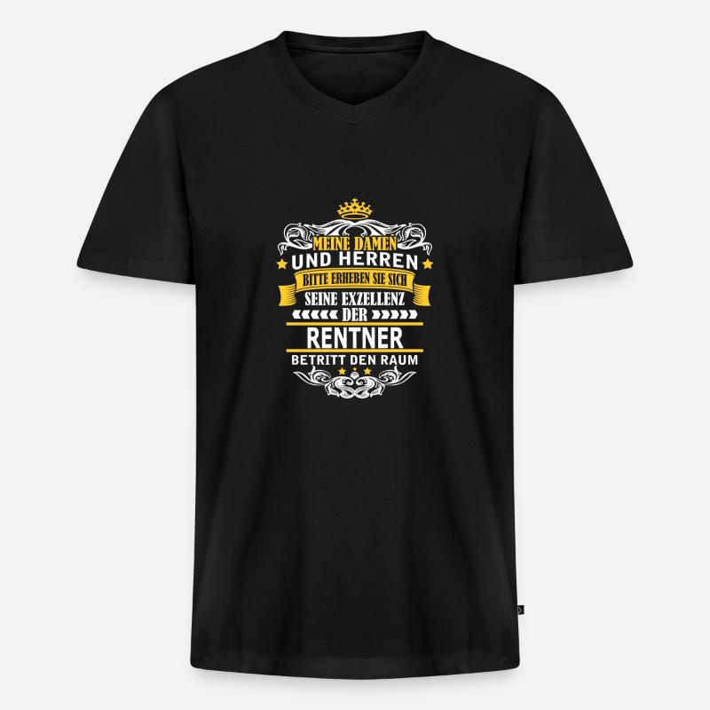 RENTNER - Männer Premium Bio T-Shirt mit V-Ausschnitt - Schwarz