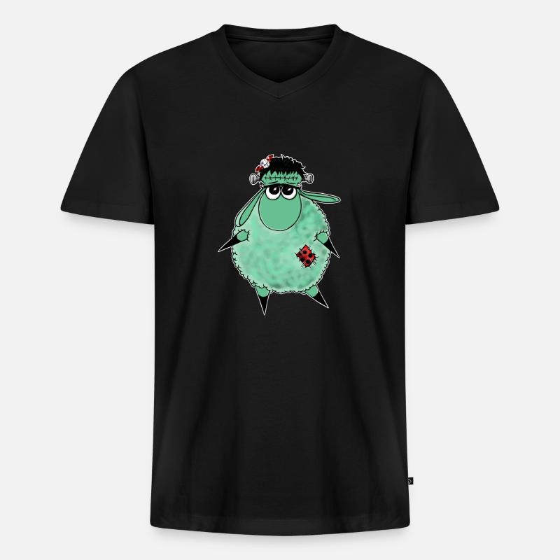 Wolly Sheepling Halloween Monster - Männer Premium Bio T-Shirt mit V-Ausschnitt - Schwarz