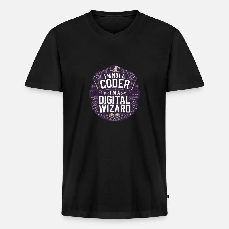 I'm Not a Coder I'm a Digital Wizard Programmer - Men's Premium Organic T-shirt with V-neck - black
