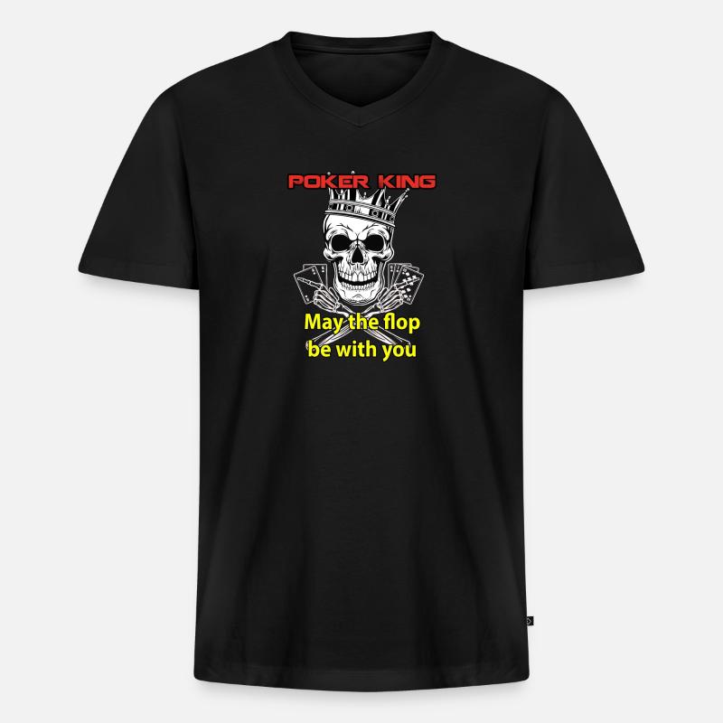 Poker King - Männer Premium Bio T-Shirt mit V-Ausschnitt - Schwarz