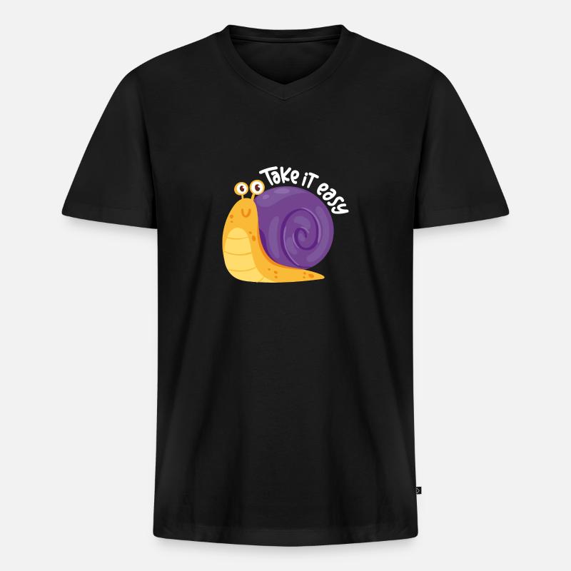 Nimm's leicht - nicht aufregen - Männer Premium Bio T-Shirt mit V-Ausschnitt - Schwarz