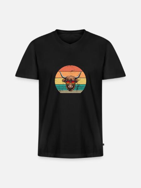 Cow Cattle Highland Cattle - Men's Premium Organic T-shirt with V-neck - black