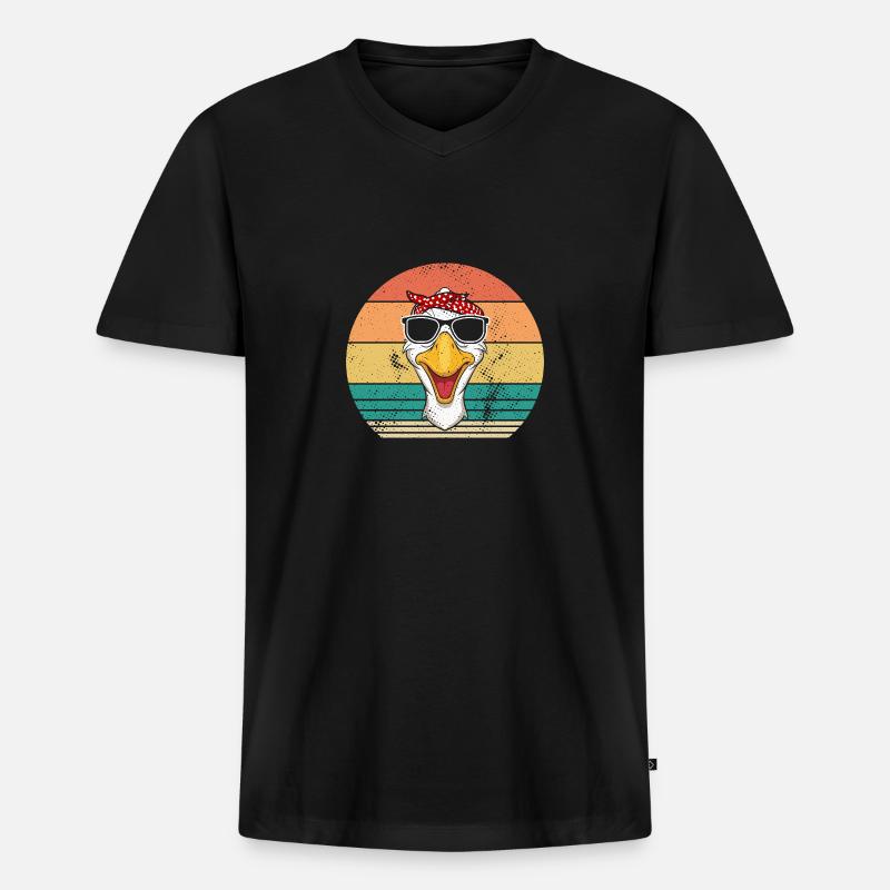 Gans - Männer Premium Bio T-Shirt mit V-Ausschnitt - Schwarz