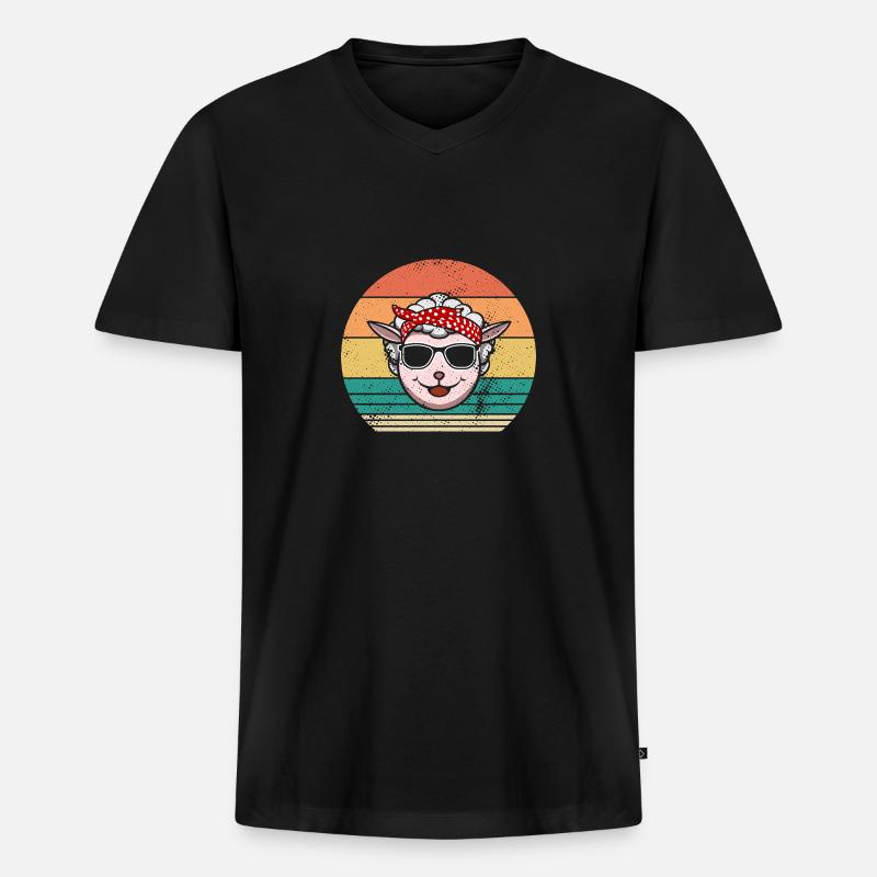 Schäfer Schaf - Männer Premium Bio T-Shirt mit V-Ausschnitt - Schwarz