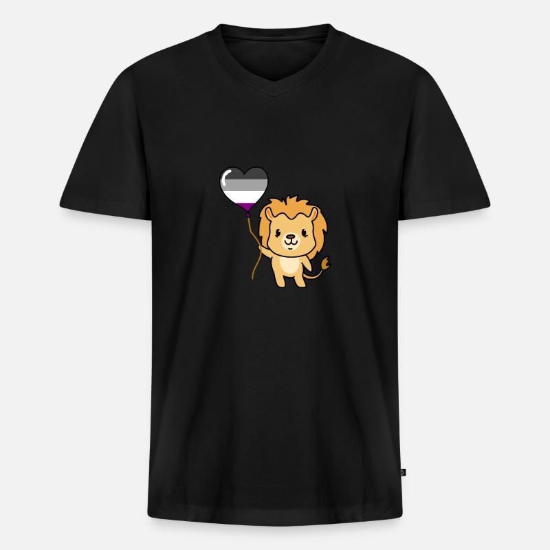 Löwe Ballon Asexual Pride - Männer Premium Bio T-Shirt mit V-Ausschnitt - Schwarz
