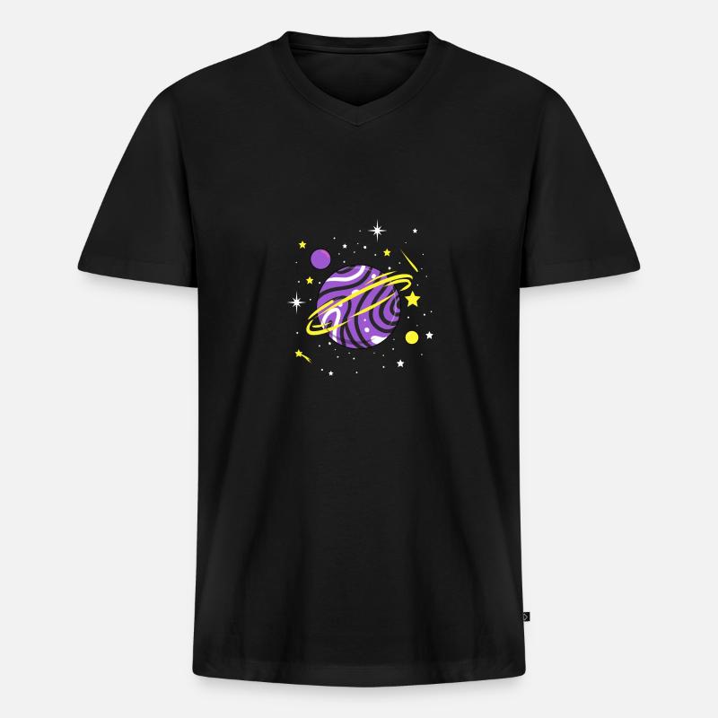 Nonbinary Space Planet Nonbinary Pride - T-shirt encolure en V Premium bio Homme - noir