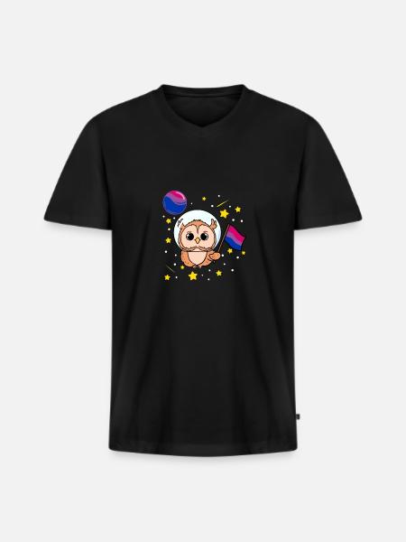 Hibou Dans l’espace Bisexual Pride - T-shirt encolure en V Premium bio Homme - noir