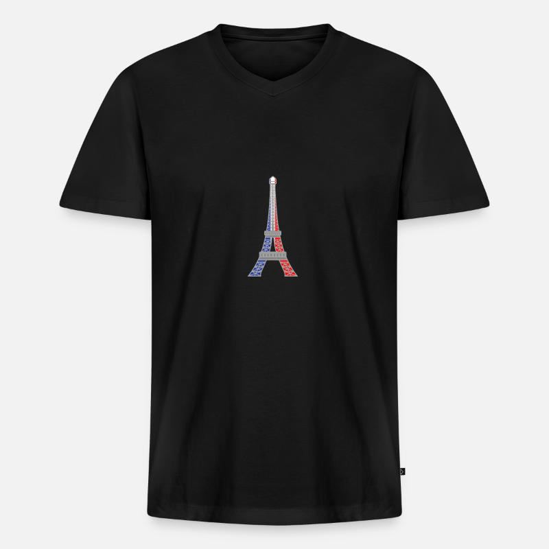Frankreich Eiffelturm - Männer Premium Bio T-Shirt mit V-Ausschnitt - Schwarz