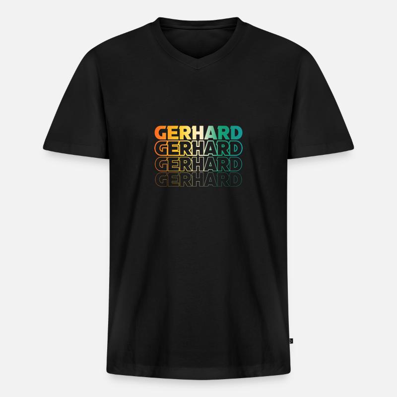 Gerhard - Männer Premium Bio T-Shirt mit V-Ausschnitt - Schwarz
