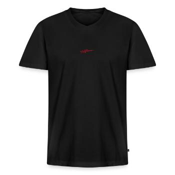 Tina Turner Signature Brodée - T-shirt encolure en V Premium bio Homme - noir - Devant - Nico (187cm)