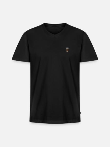 Embroidered coffee mug - Men's Premium Organic T-shirt with V-neck - black