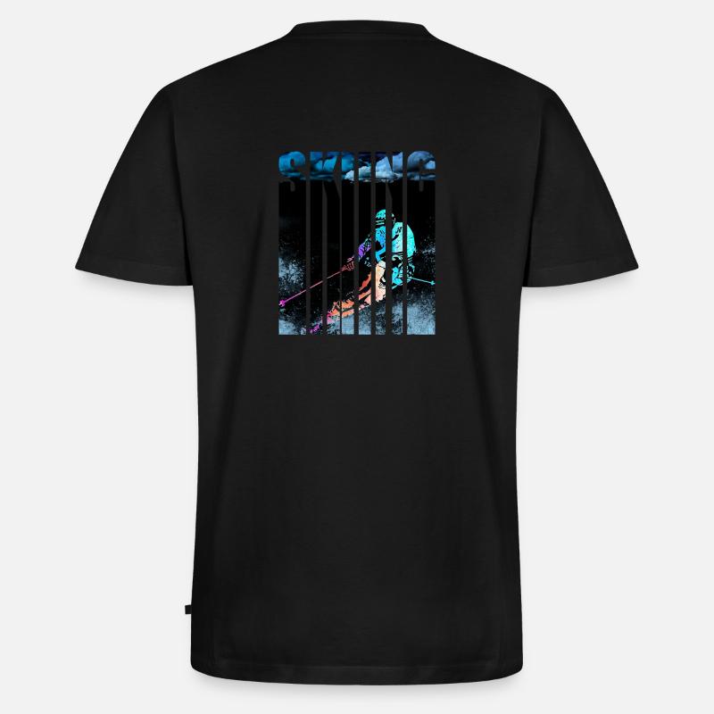 Skifahrer - Männer Premium Bio T-Shirt mit V-Ausschnitt - Schwarz