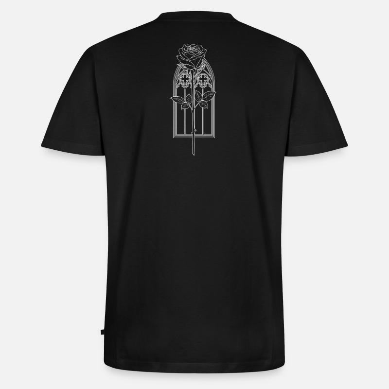 Rose im gotischen Fenster - Männer Premium Bio T-Shirt mit V-Ausschnitt - Schwarz