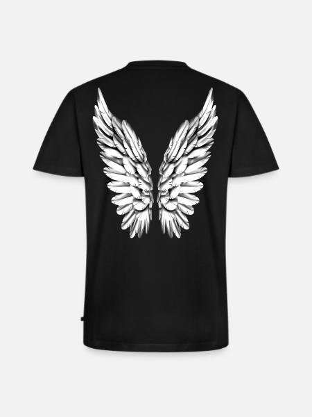 Angel Wing Silver White Angel Wings Angel Wings - Men's Premium Organic T-shirt with V-neck - black