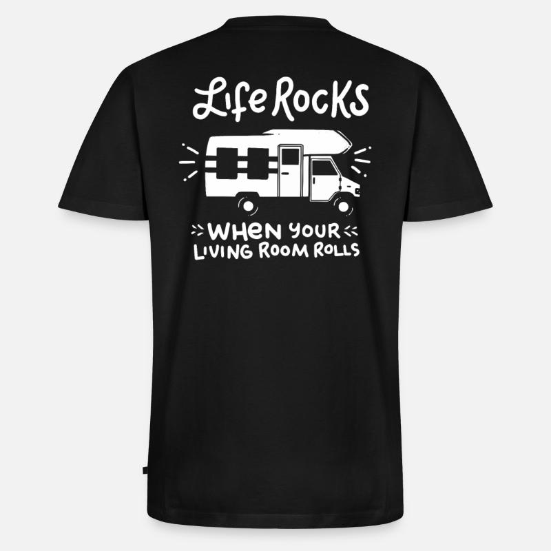 Camping - Männer Premium Bio T-Shirt mit V-Ausschnitt - Schwarz