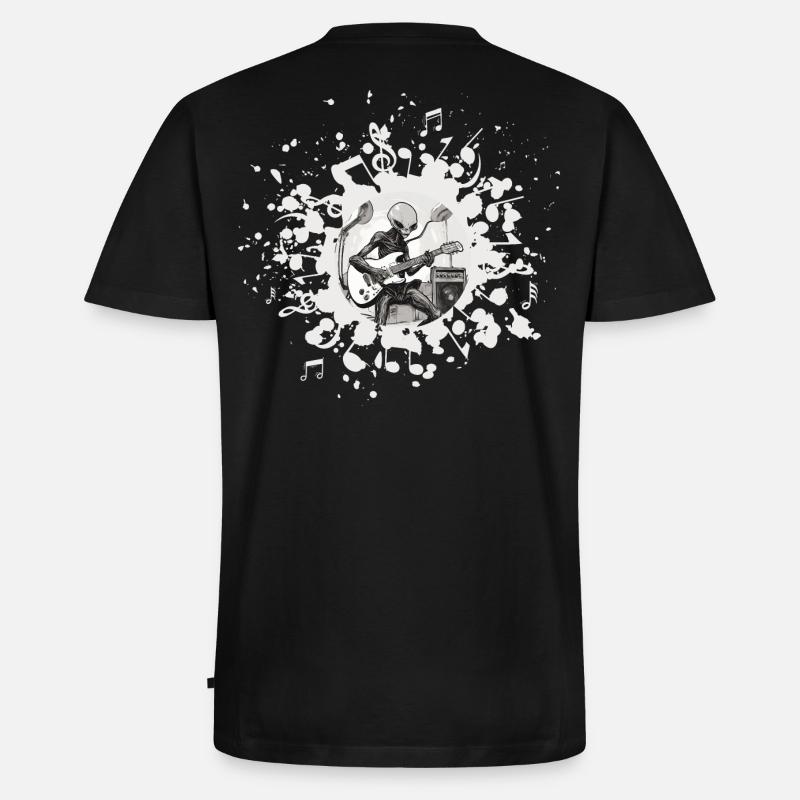 Alien Musiker mit Gitarre - Männer Premium Bio T-Shirt mit V-Ausschnitt - Schwarz