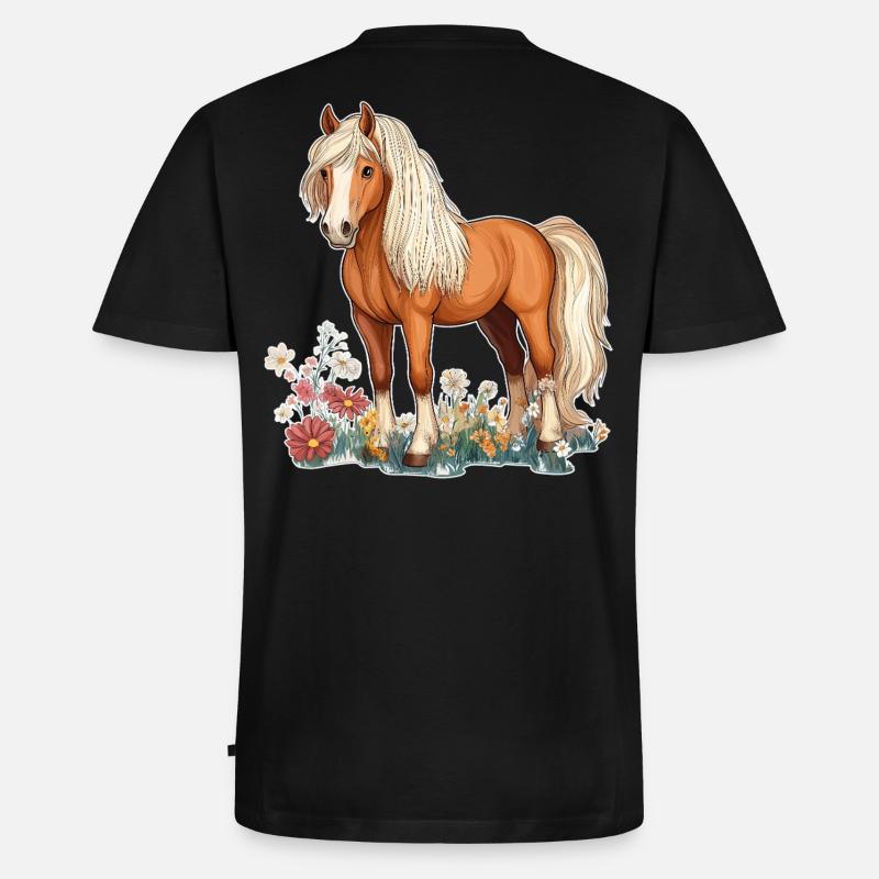 Pferd auf Wiese - Männer Premium Bio T-Shirt mit V-Ausschnitt - Schwarz
