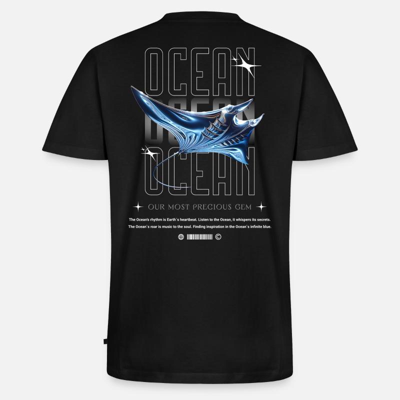 Ocean Manta Kostbarer Schatz - Männer Premium Bio T-Shirt mit V-Ausschnitt - Schwarz