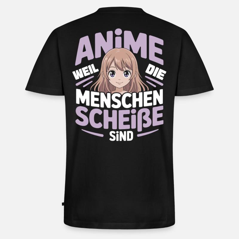 Anime-Mädchen mit humorvollem Spruch - Männer Premium Bio T-Shirt mit V-Ausschnitt - Schwarz