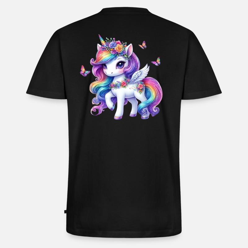 Regenbogenblüte Einhorn Flügel - Männer Premium Bio T-Shirt mit V-Ausschnitt - Schwarz