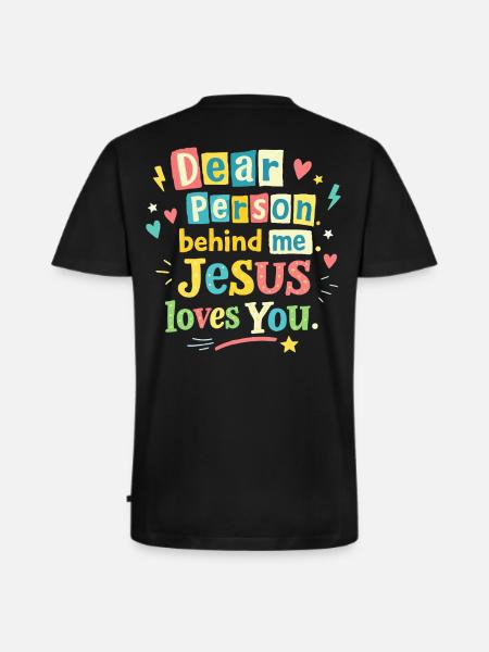Jésus t’aime, message positif - T-shirt encolure en V Premium bio Homme - noir