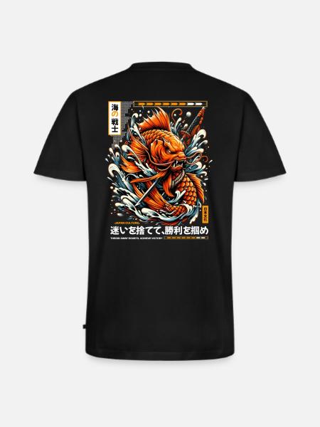 Koi Warrior Achieve Victory - Männer Premium Bio T-Shirt mit V-Ausschnitt - Schwarz