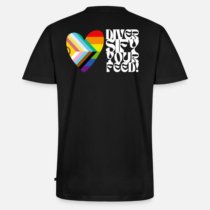 🌈♿ Diversify Your Feed–Progress Pride&Disability - Männer Premium Bio T-Shirt mit V-Ausschnitt - Schwarz