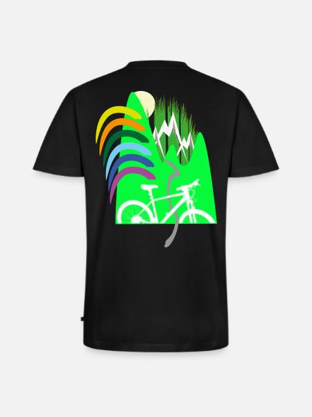 Cycle path mountains rainbow - Men's Premium Organic T-shirt with V-neck - black