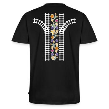 Railway Mom Dad Gift Back Massage Game - Men's Premium Organic T-shirt with V-neck - black - Back - Nico (187cm)