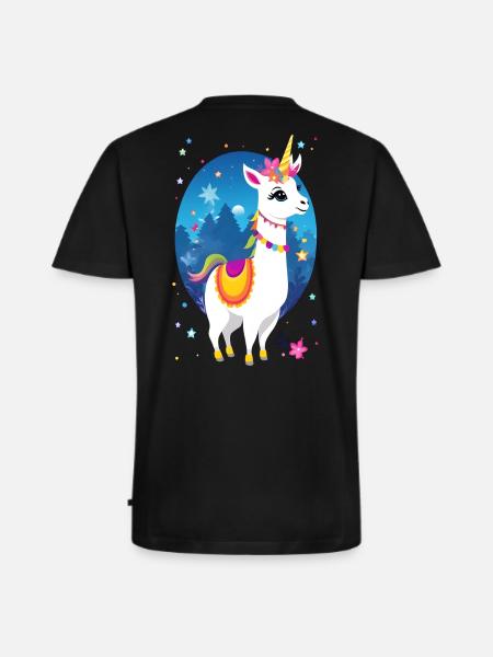 Lama Einhorn - Männer Premium Bio T-Shirt mit V-Ausschnitt - Schwarz