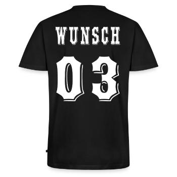 wunsch 03 - Männer Premium Bio T-Shirt mit V-Ausschnitt - Schwarz - Hinten - Nico (187cm)