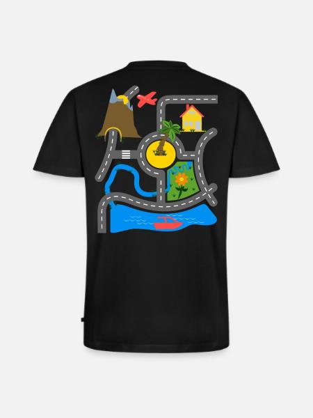 Biltæppe til børn på farens ryg - Premium økologisk T-shirt med V-hals til mænd - sort