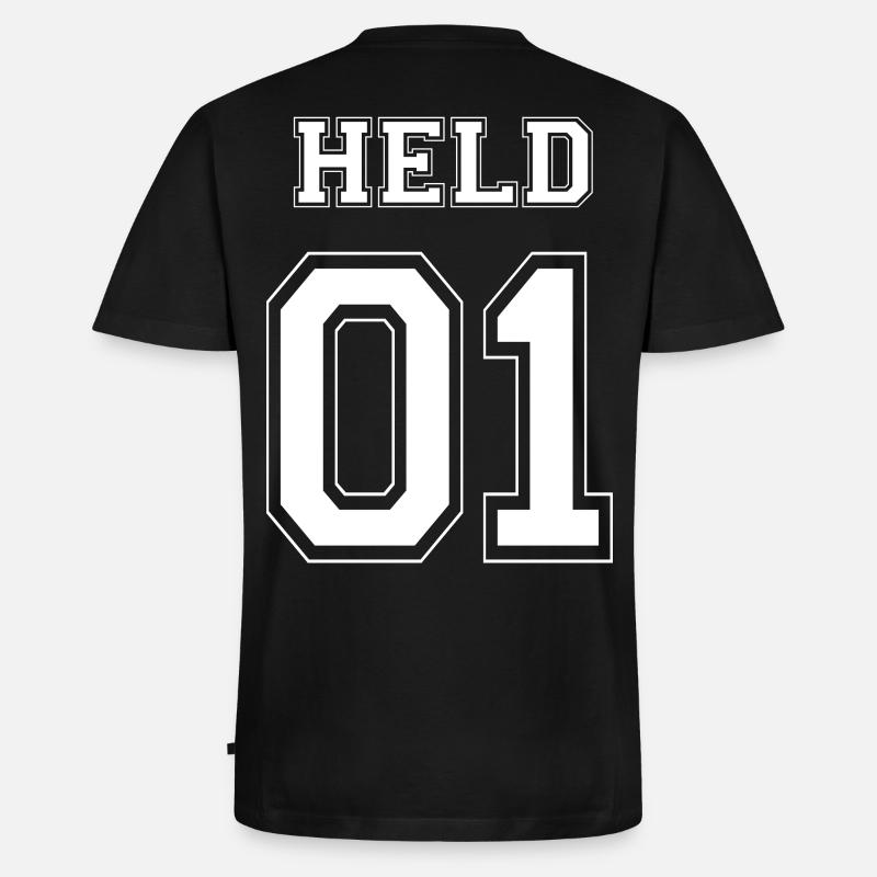 HELD 01 - White Edition - Männer Premium Bio T-Shirt mit V-Ausschnitt - Schwarz