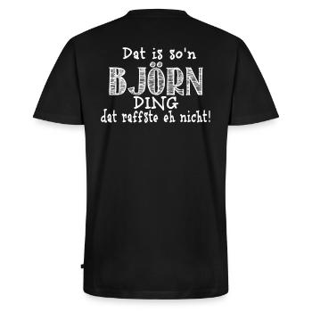 Björn - Männer Premium Bio T-Shirt mit V-Ausschnitt - Schwarz - Hinten - Nico (187cm)