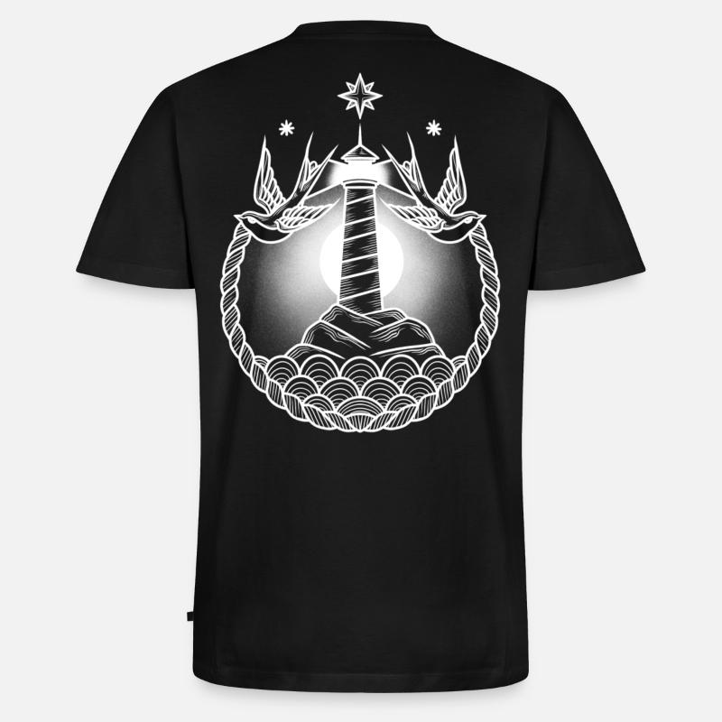 Leuchtturmschwalbe - Männer Premium Bio T-Shirt mit V-Ausschnitt - Schwarz