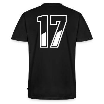 17 ans maillot numéro 17 T-shirt numéro 17 - T-shirt encolure en V Premium bio Homme - noir - Dos - Nico (187cm)