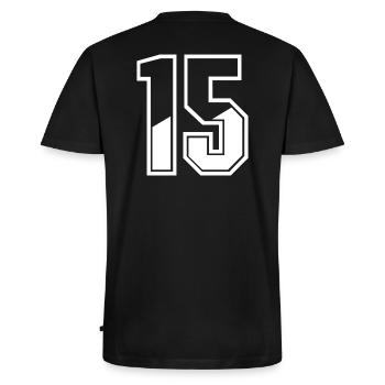 15 Jahre Trikot Nummer 15 T-shirt Nummer 15 - Männer Premium Bio T-Shirt mit V-Ausschnitt - Schwarz - Hinten - Nico (187cm)