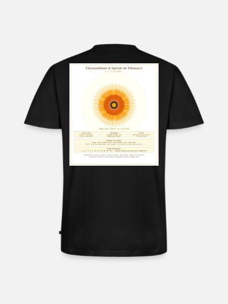 Chrysantème et Spirale de Fibonacci - T-shirt encolure en V Premium bio Homme - noir