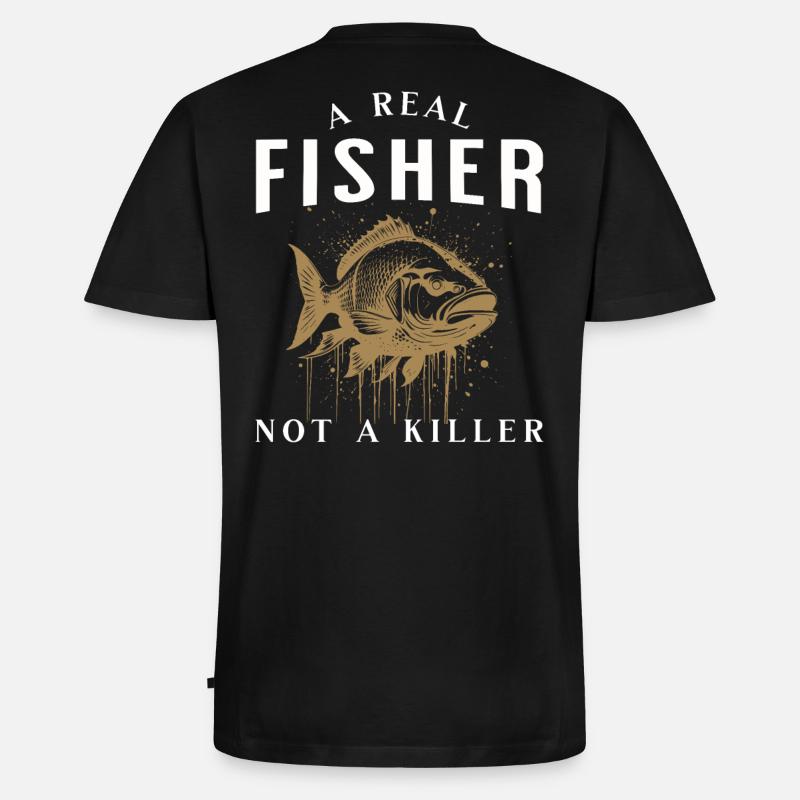 Fischer - Männer Premium Bio T-Shirt mit V-Ausschnitt - Schwarz