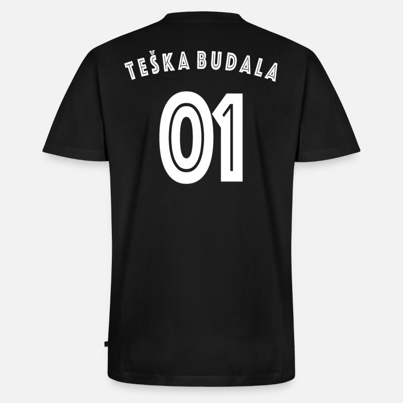 Teška Budala - Männer Premium Bio T-Shirt mit V-Ausschnitt - Schwarz