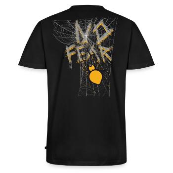 Spider -No Fear - Männer Premium Bio T-Shirt mit V-Ausschnitt - Schwarz - Hinten - Nico (187cm)